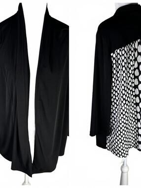 Chicos everyday wear open front drape tunic polka dot mature office  size 2/L